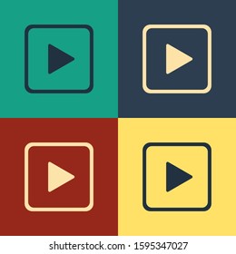 Color Play in square icon isolated on color background. Vintage style drawing. Vector Illustration