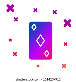 Color Playing card with diamonds symbol icon isolated on white background. Casino gambling. Gradient random dynamic shapes. Vector Illustration