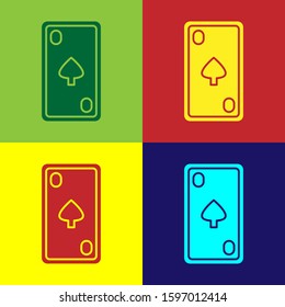 Color Playing card with diamonds symbol icon isolated on color background. Casino gambling.  Vector Illustration