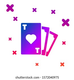 Color Playing card with heart symbol icon isolated on white background. Casino gambling. Gradient random dynamic shapes. Vector Illustration