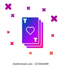 Color Playing card with heart symbol icon isolated on white background. Casino gambling. Gradient random dynamic shapes. Vector Illustration