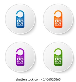 Color Please do not disturb icon isolated on white background. Hotel Door Hanger Tags. Set icons in circle buttons. Vector Illustration