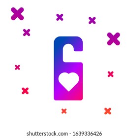 Color Please do not disturb with heart icon isolated on white background. Hotel Door Hanger Tags. Gradient random dynamic shapes. Vector Illustration
