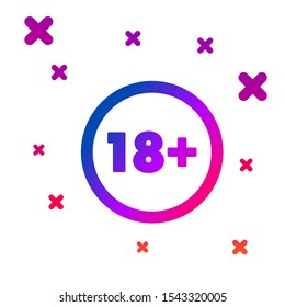 Color Plus 18 movie icon isolated on white background. Adult content. Under 18 years sign. Gradient random dynamic shapes. Vector Illustration