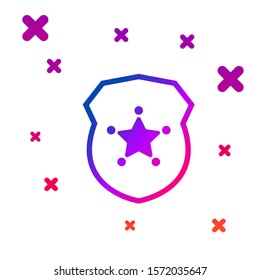 Color Police badge icon isolated on white background. Sheriff badge sign. Gradient random dynamic shapes. Vector Illustration