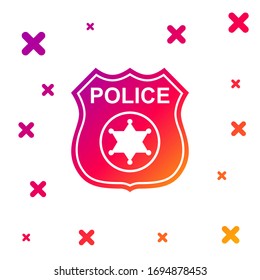 Color Police badge icon isolated on white background. Sheriff badge sign. Gradient random dynamic shapes. Vector Illustration