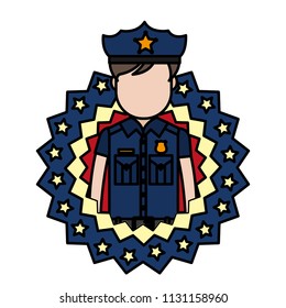 color policeman with usa patriotic tag nation