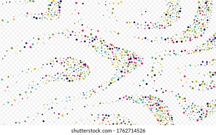 Color Polka Decoration Transparent Background. Christmas Confetti Background. Top Circle Texture. White Rain Transparent Design.