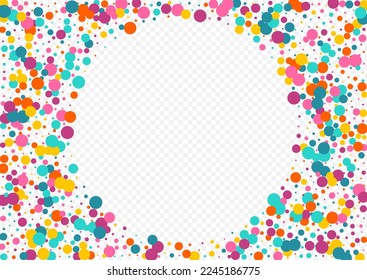 Color Polka Decoration Vector Transparent Background. Transparent Dot Pattern. Celebrate Rain Texture. Rainbow Round Independence Illustration.