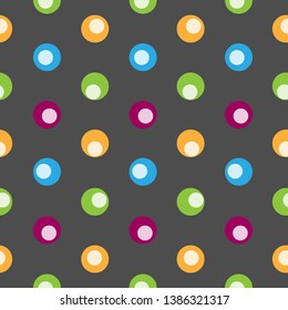 Color polka dot abstract seamless pattern on a grey background
