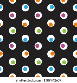 Color polka dot abstract seamless pattern on a dark background