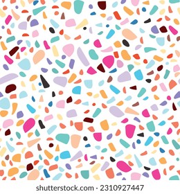 Color Polka Dot. Abstract Vector Art. Seamless Vintage Drop. Small Pattern Cool Summer. Random Spot Confetti. Seamless Background. 