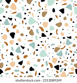 Color Polka Dot. Abstract Vector Art. Seamless Vintage Drop. Small Pattern Cool Summer. Random Spot Confetti. Seamless white Background.