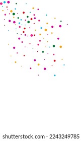 Color Polka Effect Vector White Background. Top Shine Postcard. Carnaval Dot Texture. Rainbow Dust Carnival Banner.