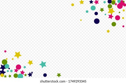 Color Polka FallingFestive Transparent Background. Festival Rain Card. Vector Splash Backdrop. Yellow Round Celebration Postcard.