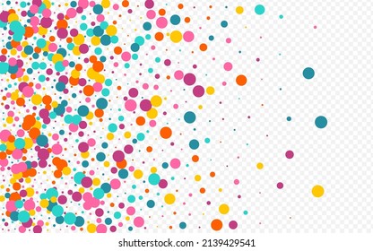 Color Polka Festival Vector Transparent Background. Happy Round Invitation. Christmas Circle Banner. Bright Confetti Celebrate Pattern.