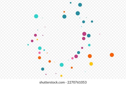 Color Polka Fun Vector Transparent Background. Top Dust Invitation. Happy Rain Card. Rainbow Dot Carnival Postcard.