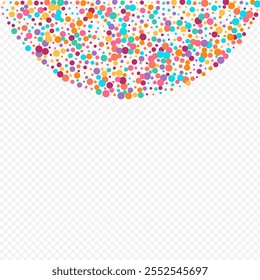 Color Polka Happy Vector Transparent Background. Carnaval Circle Background. Effect Confetti Design. Bright Dust Transparent Card.