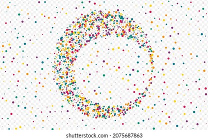 Color Polka Vector Transparent Background. FallingFestive Splash Invitation. Abstract Confetti Banner. Green Rain Happy Texture.
