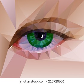 color polygonal eye design. Geometric illustration