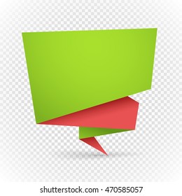 Color polygonal origami banner on transparent. Place your content here