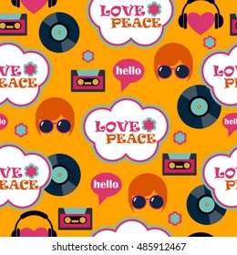 color pop art hippie seamless vector pattern