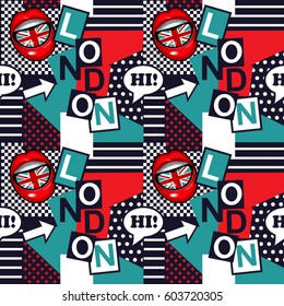 color pop art seamless London pattern