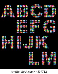 color pop mosaic buttons alphabets part 1 (vector) - illustration / part of a complete set