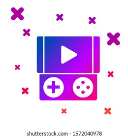 Color Portable video game console icon isolated on white background. Gamepad sign. Gaming concept. Gradient random dynamic shapes. Vector Illustration