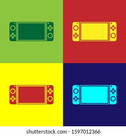 Color Portable video game console icon isolated on color background. Gamepad sign. Gaming concept.  Vector Illustration