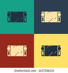 Color Portable video game console icon isolated on color background. Gamepad sign. Gaming concept. Vintage style drawing. Vector Illustration