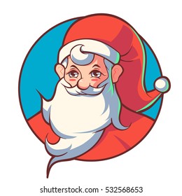 Color portrait illustration of Santa Claus in cartoon style