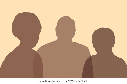 Color portrait silhouette of man and woman, concept of meeting, team, partnership,isolated vector
