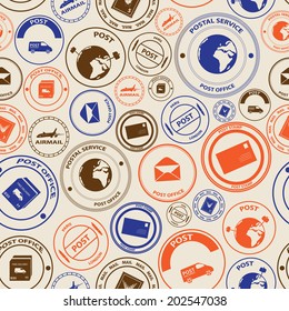 color post and mail stamps seamless pattern eps10