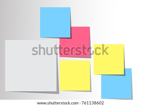 Color post its paper stickers for notes vector set. Note reminder papers with curled corner illustration