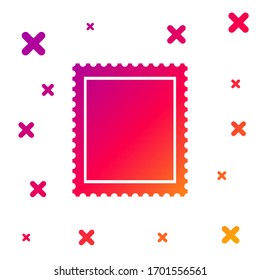 Color Postal stamp icon isolated on white background. Gradient random dynamic shapes. Vector Illustration