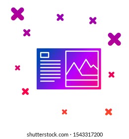 Color Postcard icon isolated on white background. Gradient random dynamic shapes. Vector Illustration