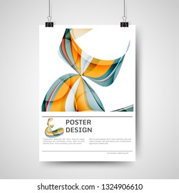 Color poster design with abstract lines and waves