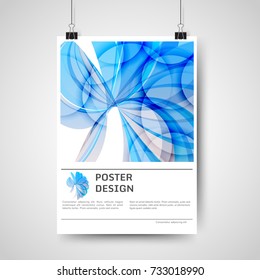 Color poster design with abstract lines and waves