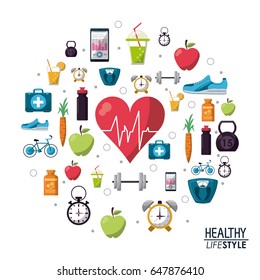 Color Poster Elements Sport Healthy Lifestyle Icons