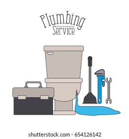 color poster of front view sanitary dripping plumbing service vector illustration