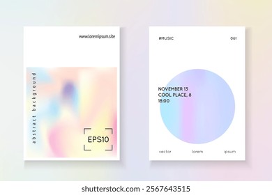 Color Poster. Geometric Shape. Pink Rainbow Cover. Iridescent Fluid. Crystal Concept. Colourful White Backdrop. Fashion Vector. Purple Color Poster