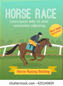 Color poster with title showing horse sport riding vector illustration