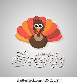 Color poster of turkey bird for Happy Thanksgiving celebration. Vector illustration eps10.