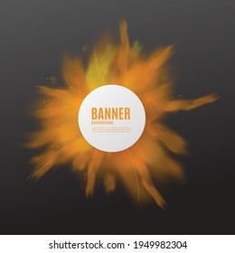 Color powder explosion in banner template design realistic vector illustration.