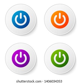 Color Power button icon isolated on white background. Start sign. Flat design. Set icons in circle buttons. Vector Illustration