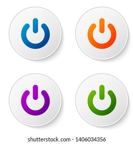 Color Power button icon isolated on white background. Start sign. Flat design. Set icons in circle buttons. Vector Illustration