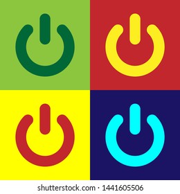 Color Power button icon isolated on color backgrounds. Start sign. Flat design. Vector Illustration