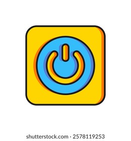 Color Power button icon isolated on white background. Start sign. Flat filled outline style with shadow. Vector
