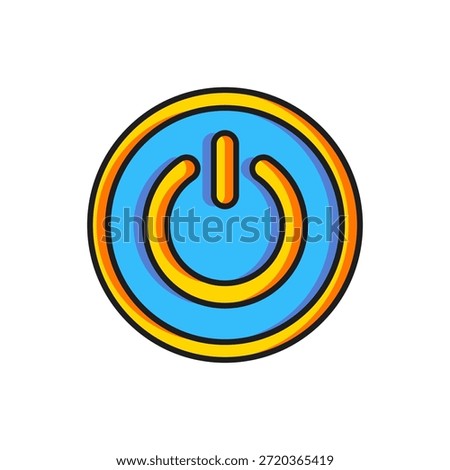 Color Power button icon isolated on white background. Start sign. Flat filled outline style with shadow. Vector